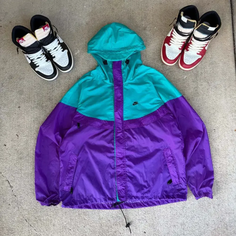 Vintage 90s Nike ACG Teal and Purple Colorblock Windbreaker Jacket XL